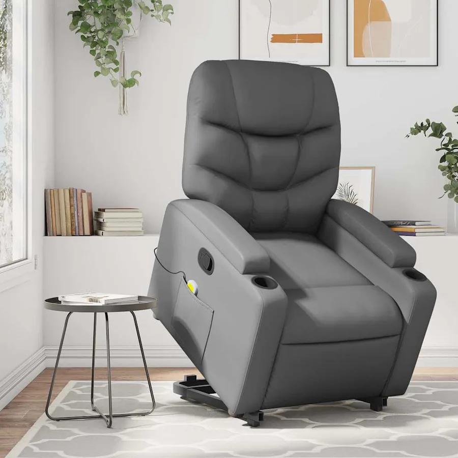 Fauteuil inclinable de massage Gris Similicuir - 16
