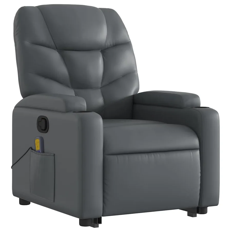 Fauteuil inclinable de massage Gris Similicuir - 4