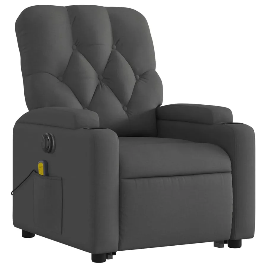 Fauteuil inclinable de massage électrique Gris foncé Tissu - 4