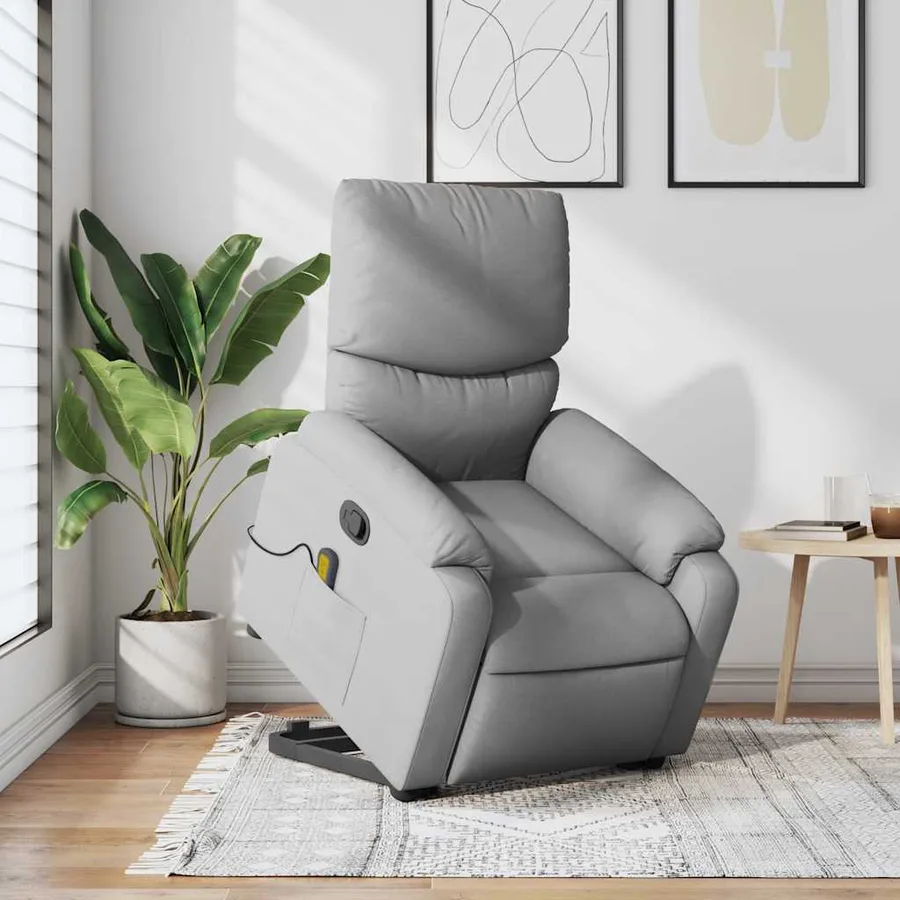 Fauteuil de massage inclinable Gris clair Tissu - 16
