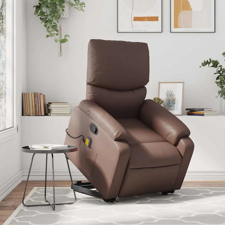 Fauteuil inclinable de massage Marron Similicuir - 16