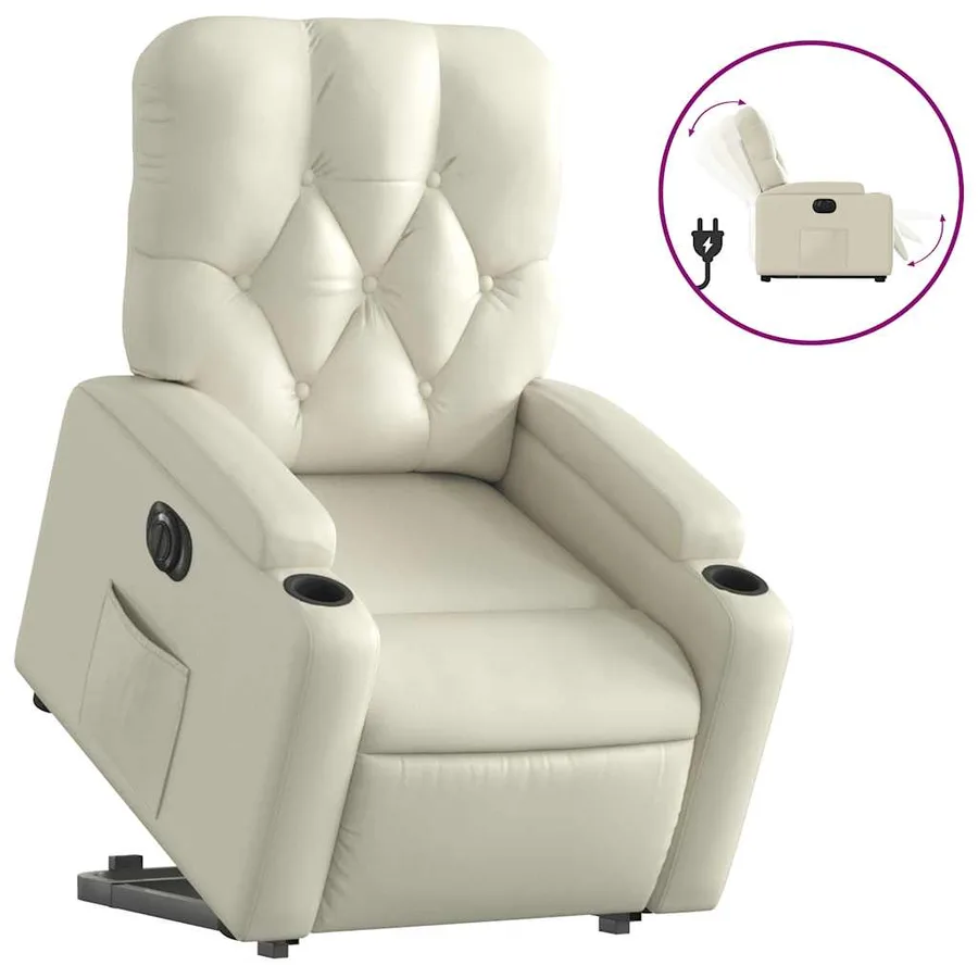 Fauteuil inclinable électrique crème similicuir - 2