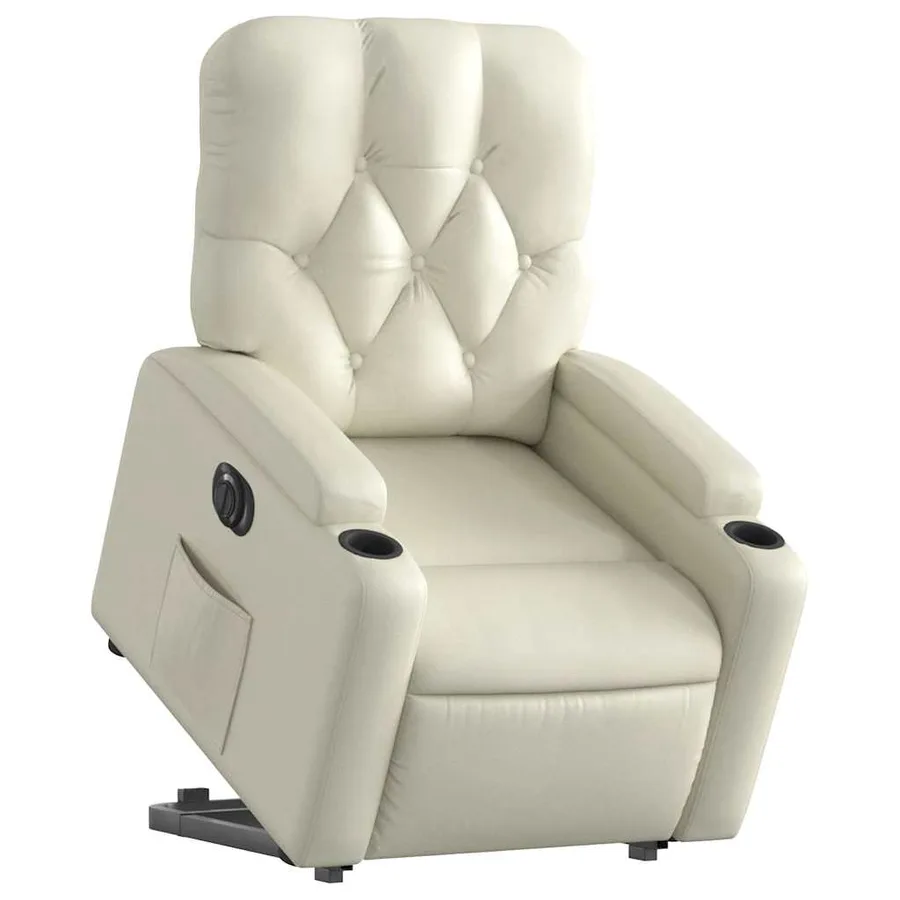 Fauteuil inclinable électrique crème similicuir - 3