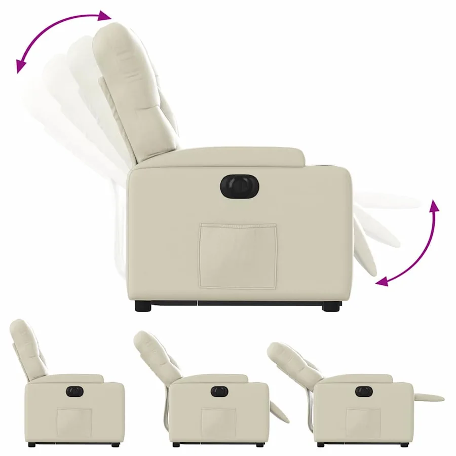 Fauteuil inclinable électrique crème similicuir - 7