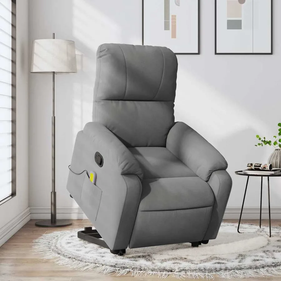 Fauteuil inclinable de massage gris foncé tissu microfibre - 16