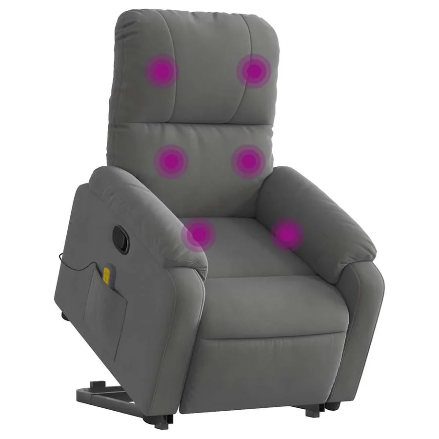 Fauteuil inclinable de massage gris foncé tissu microfibre - 3