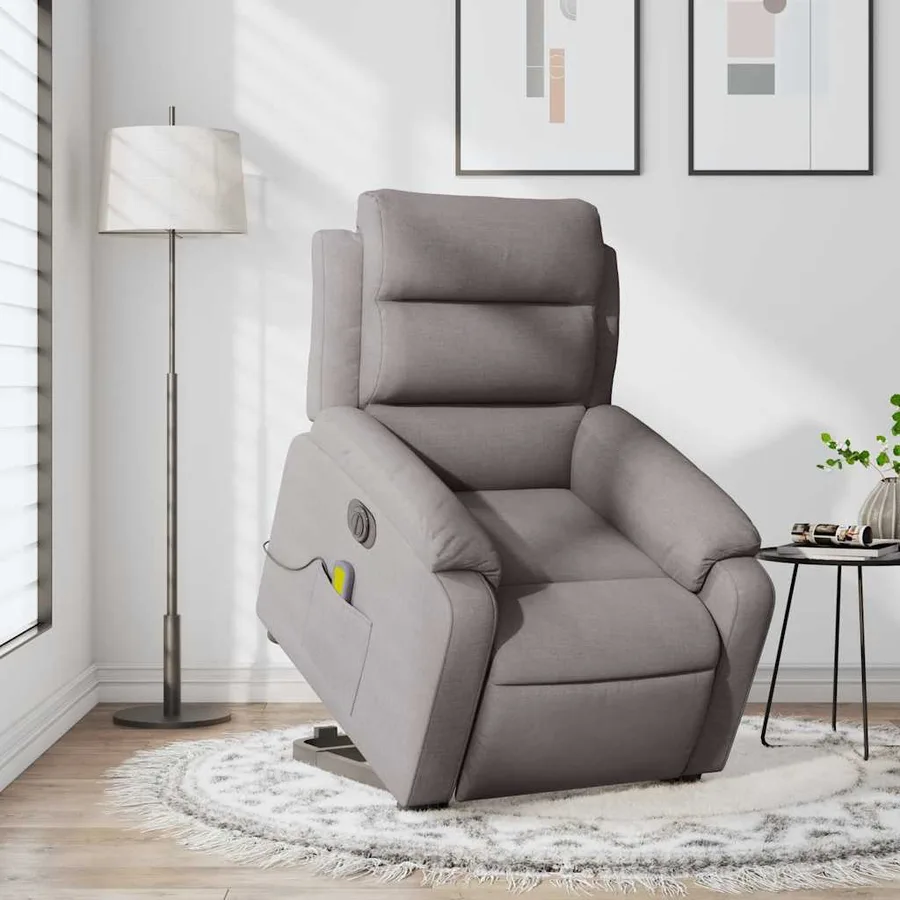 Fauteuil inclinable de massage électrique Taupe Tissu - 15