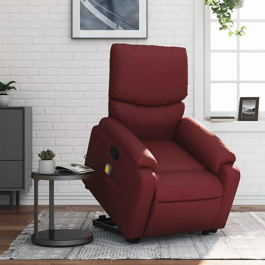 Fauteuil inclinable de massage Rouge bordeaux Similicuir - 16