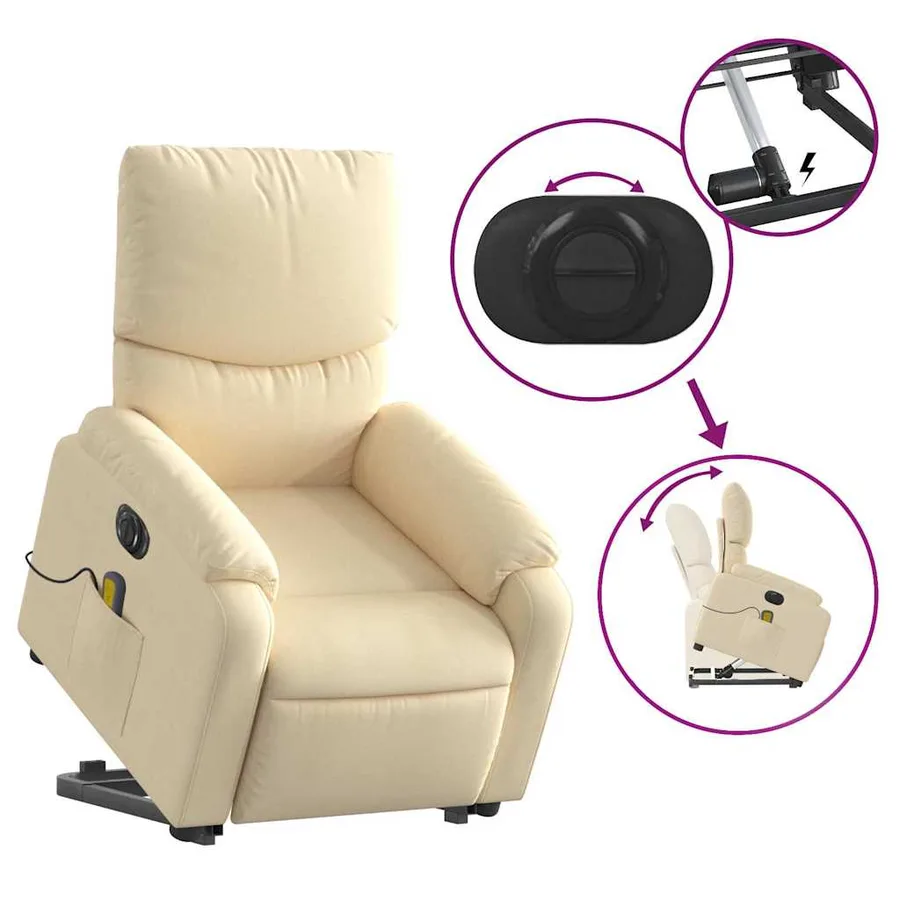 Fauteuil inclinable de massage électrique Crème Tissu - 11