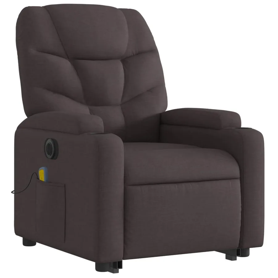 Fauteuil inclinable de massage électrique Marron foncé Tissu - 4