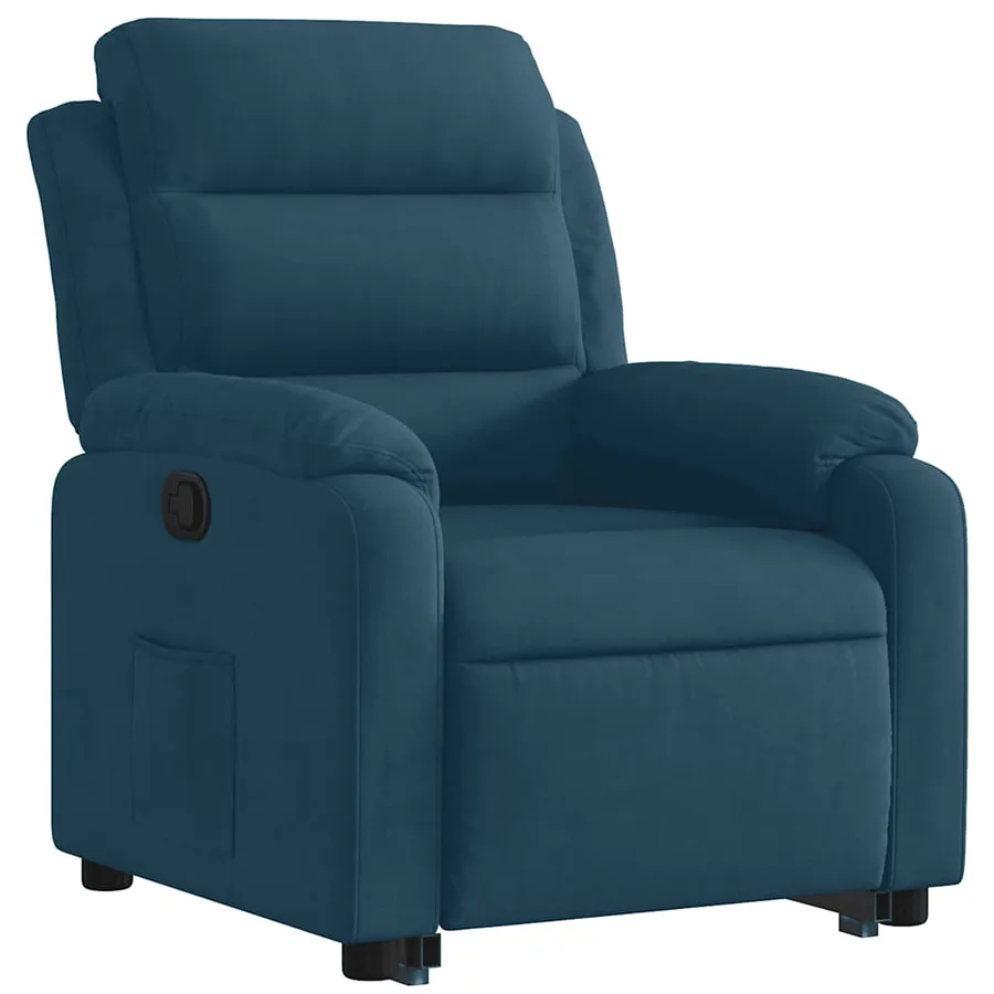 Fauteuil inclinable bleu velours - 5