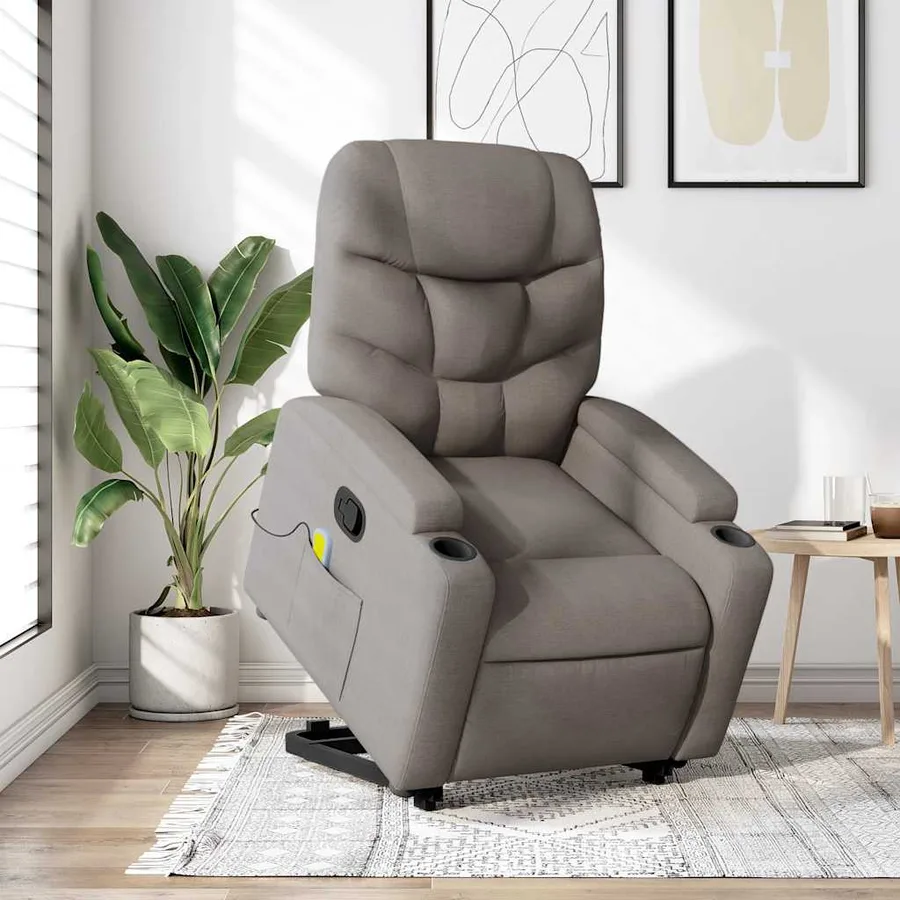 Fauteuil inclinable de massage Taupe Tissu - 16