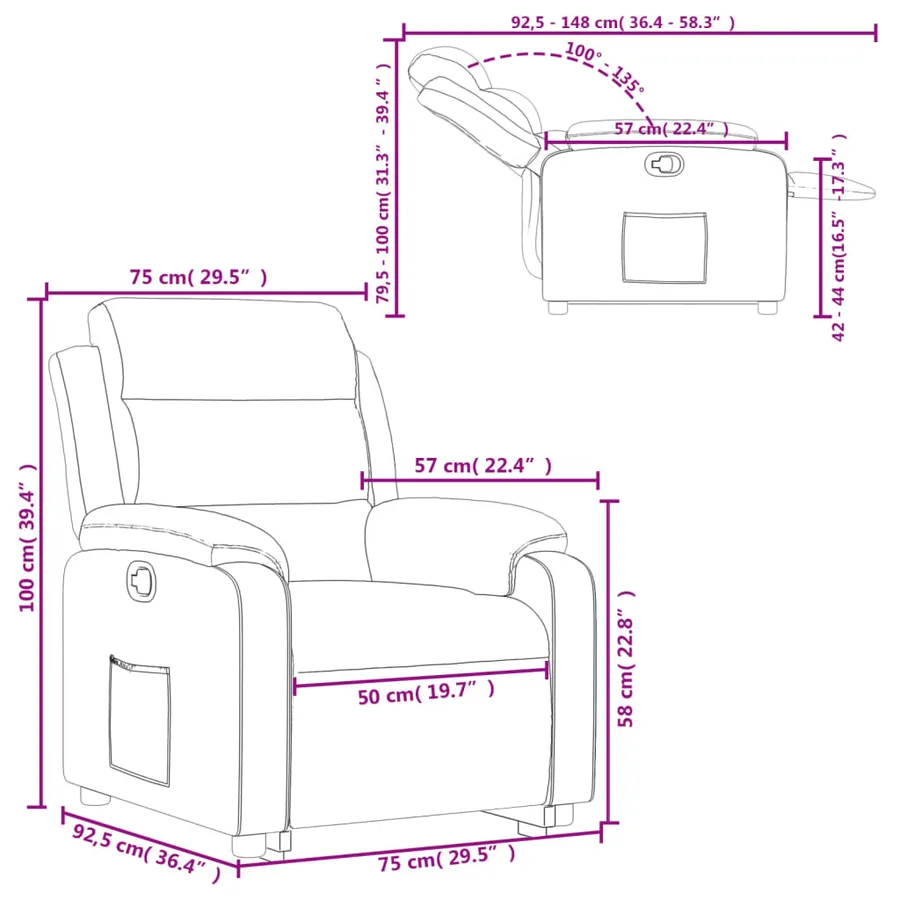 Fauteuil inclinable Gris foncé Velours - 16