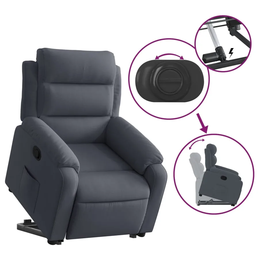 Fauteuil inclinable Gris foncé Velours - 5