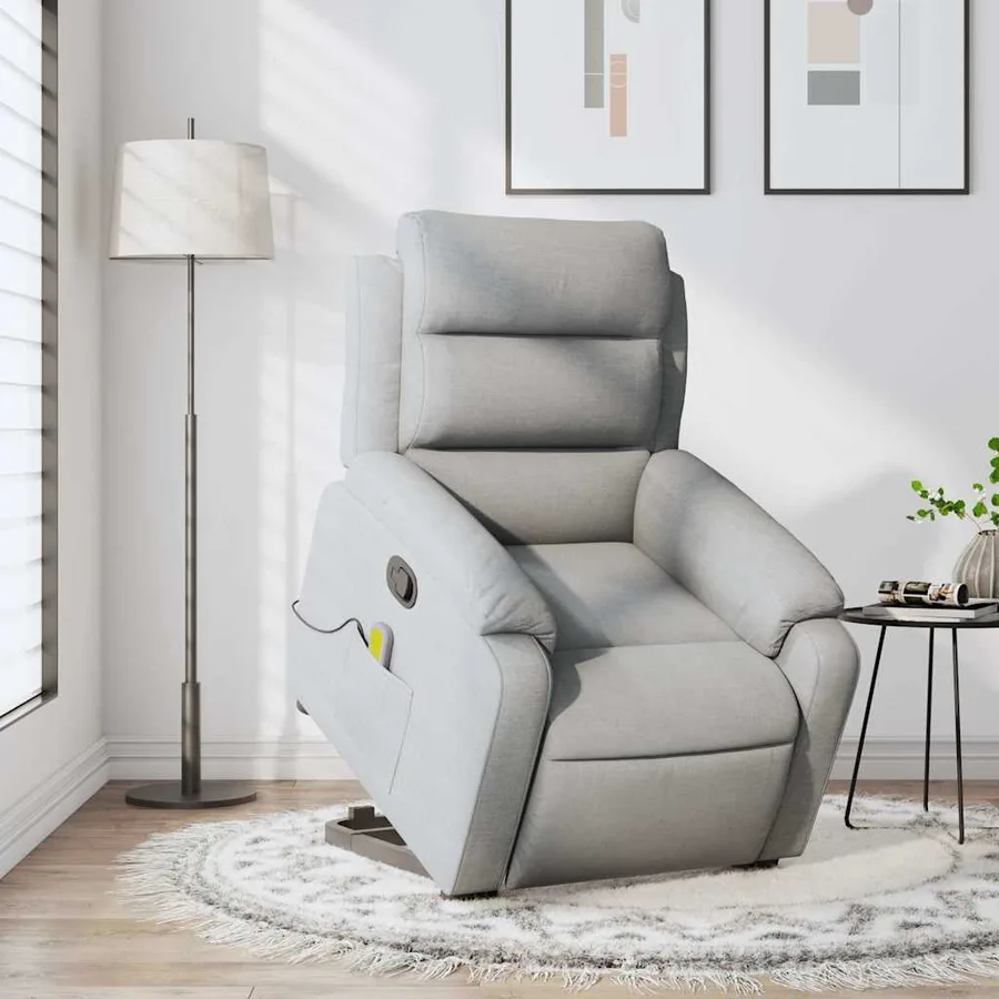 Fauteuil de massage inclinable Gris clair Tissu - 15