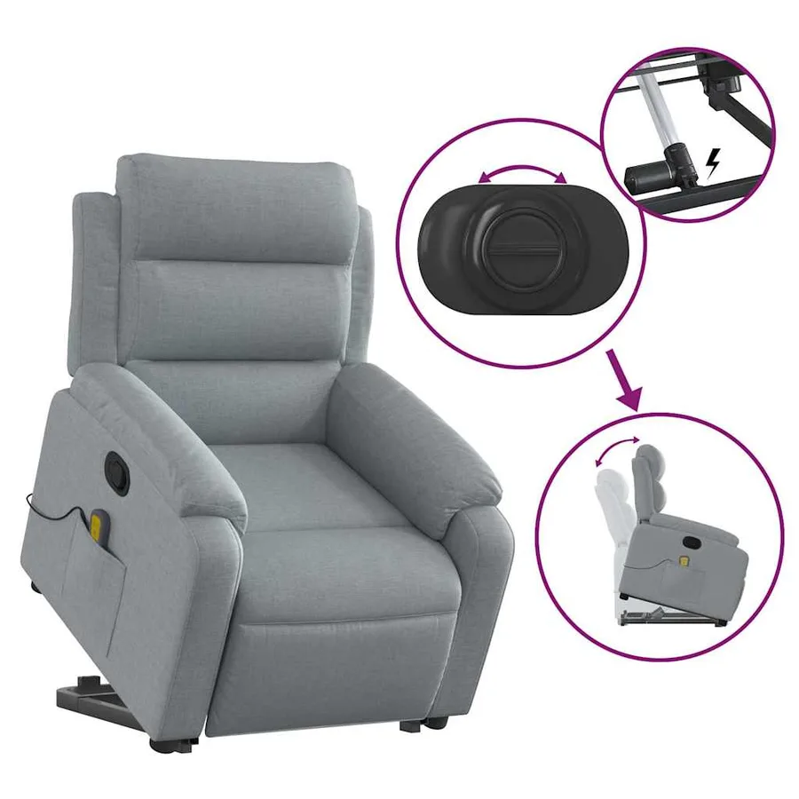 Fauteuil de massage inclinable Gris clair Tissu - 6