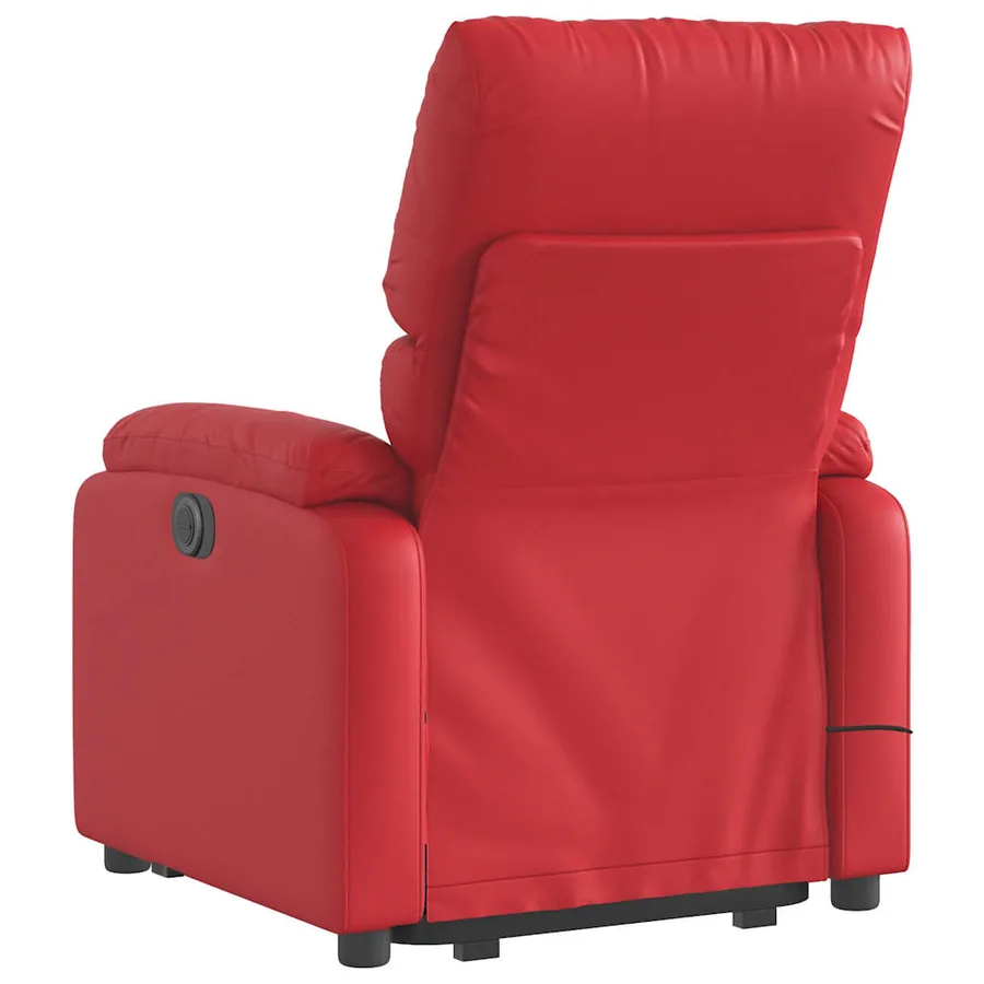Fauteuil inclinable de massage électrique rouge similicuir - 5
