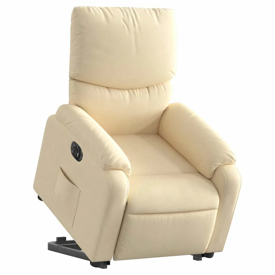 Fauteuil inclinable électrique crème tissu - 3