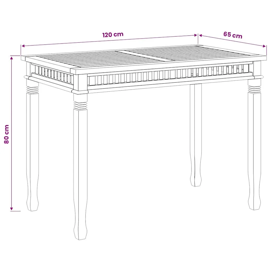 Table à manger de jardin 120x65x80 cm bois de teck solide - 9