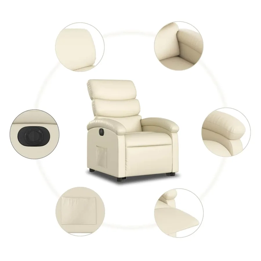 Fauteuil inclinable électrique crème similicuir - 8