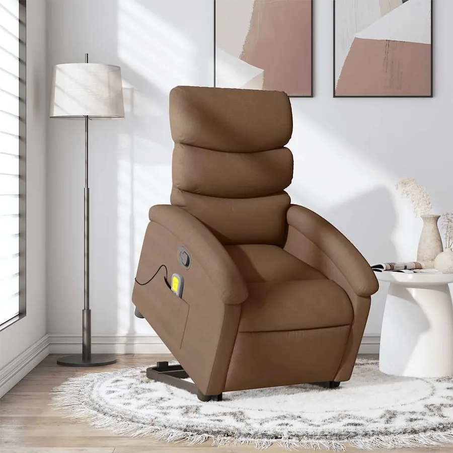 Fauteuil de massage inclinable Marron Tissu - 15