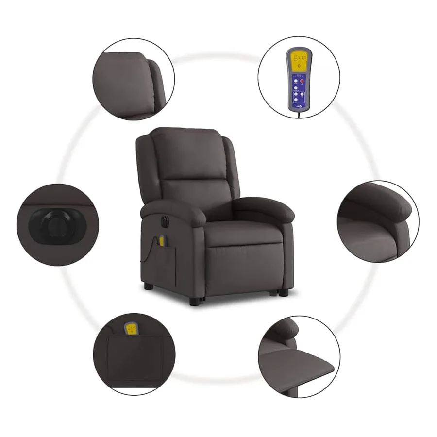 Fauteuil inclinable de massage électrique marron foncé - 8