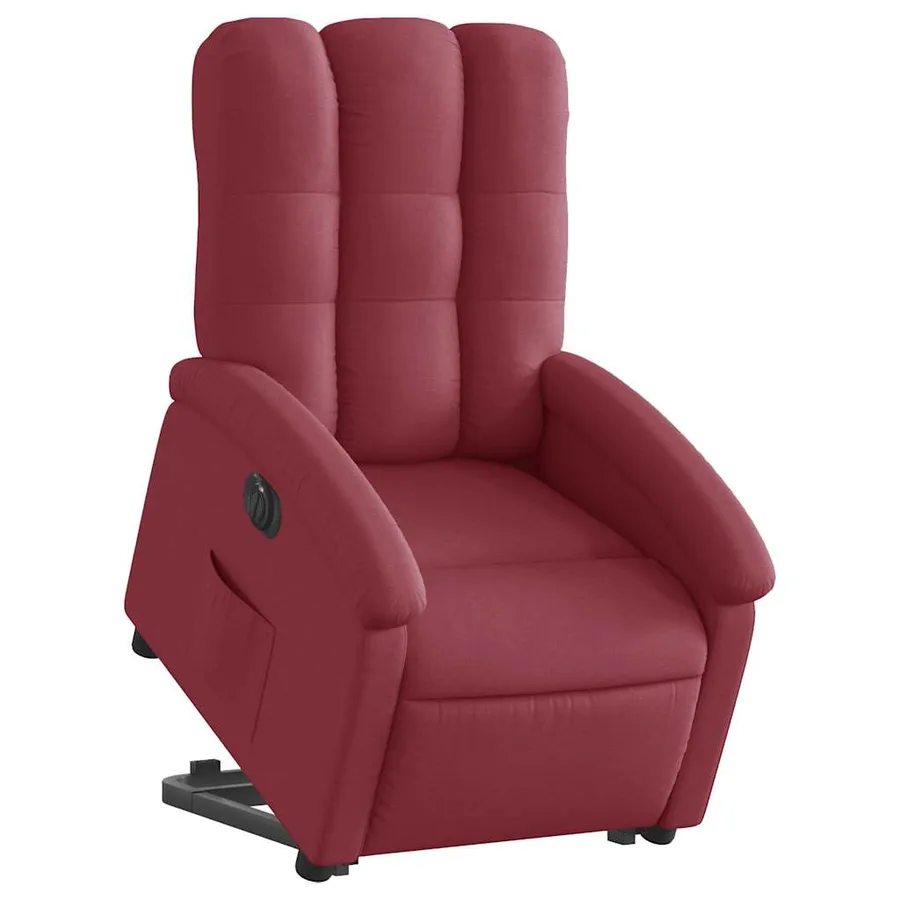 Fauteuil inclinable électrique rouge bordeaux tissu - 3