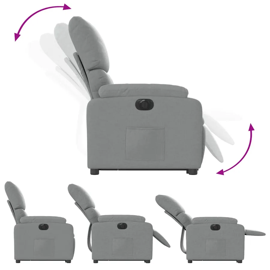 Fauteuil inclinable électrique gris clair tissu - 7