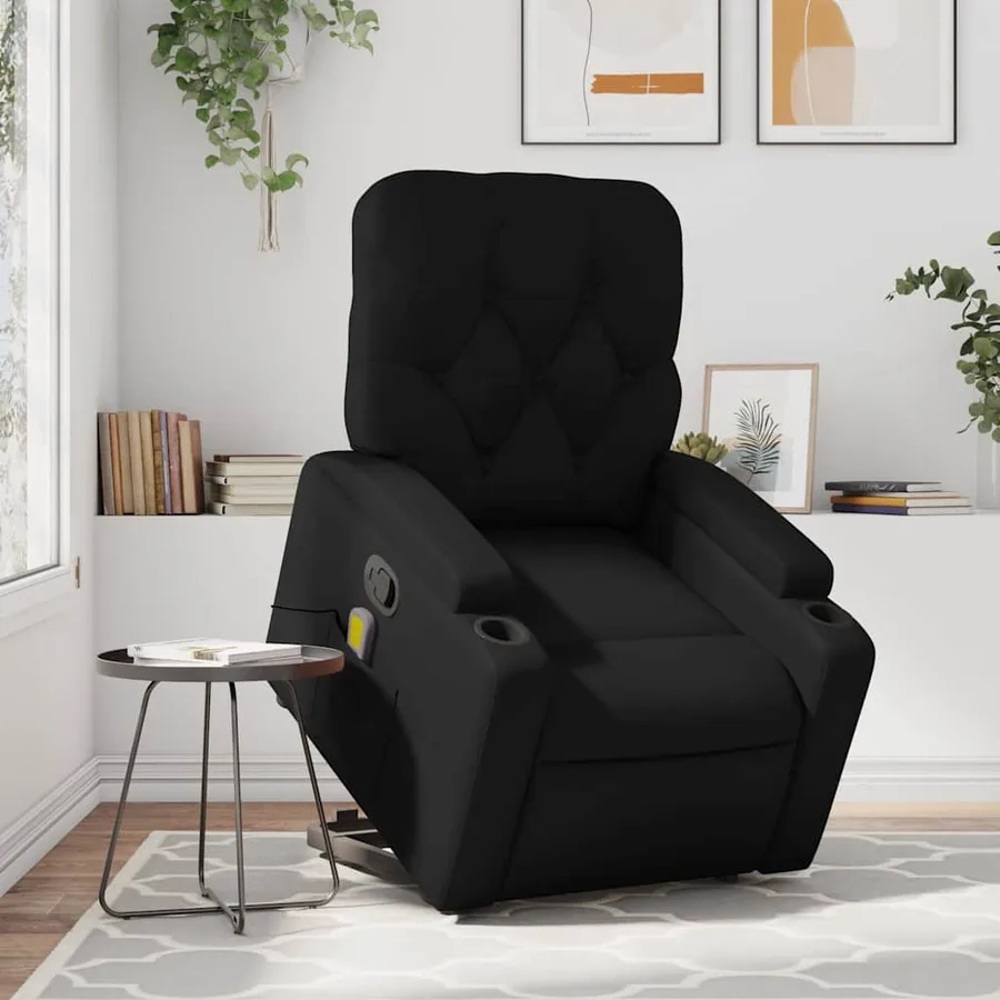 Fauteuil inclinable de massage Noir Similicuir - 15