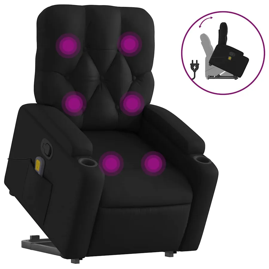 Fauteuil inclinable de massage Noir Similicuir - 2