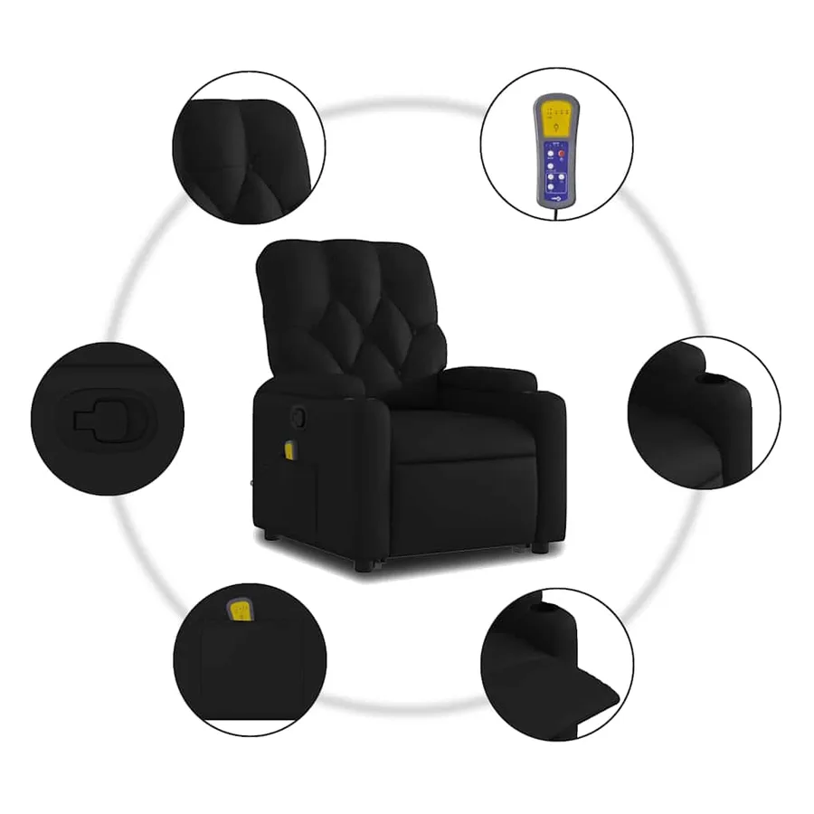 Fauteuil inclinable de massage Noir Similicuir - 8