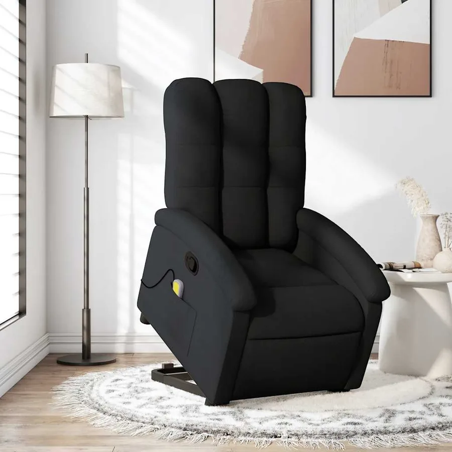 Fauteuil de massage inclinable Noir Tissu - 15