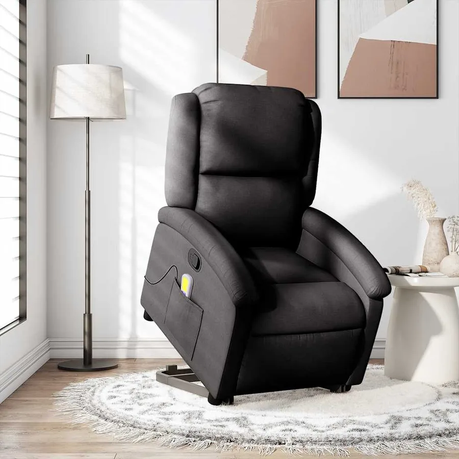 Fauteuil de massage inclinable Noir Tissu - 16