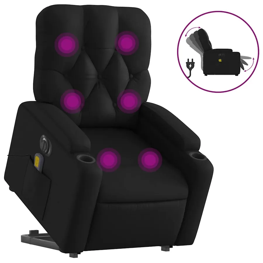 Fauteuil inclinable de massage électrique noir similicuir - 2