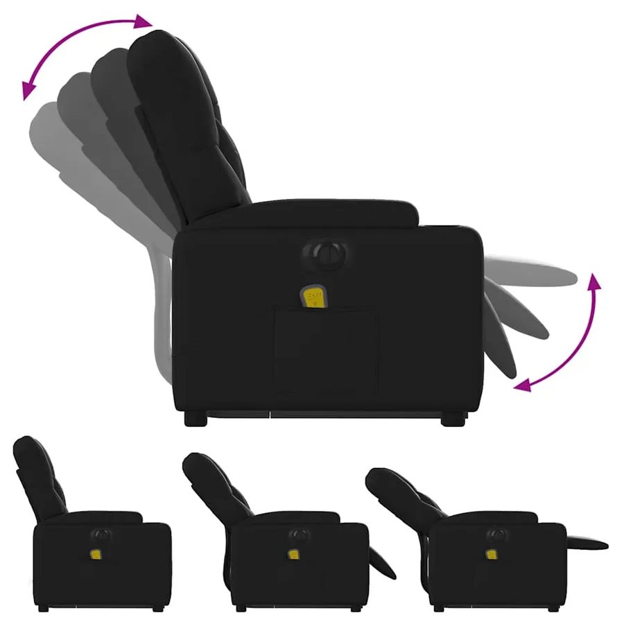 Fauteuil inclinable de massage électrique noir similicuir - 7