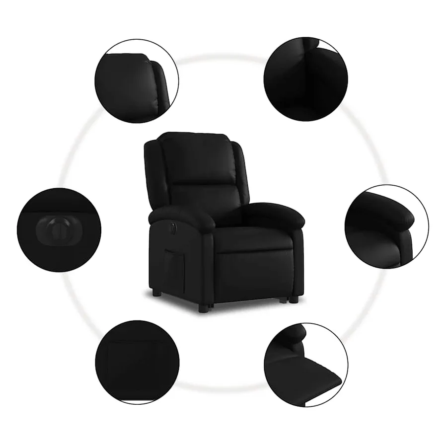 Fauteuil inclinable électrique noir similicuir - 8