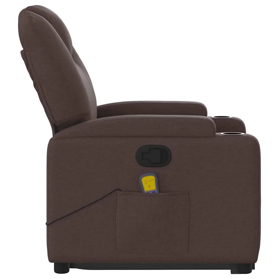 Fauteuil inclinable de massage Marron foncé Tissu - 10