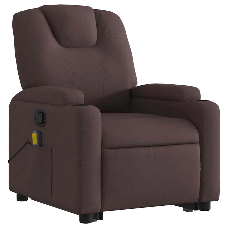 Fauteuil inclinable de massage Marron foncé Tissu - 4