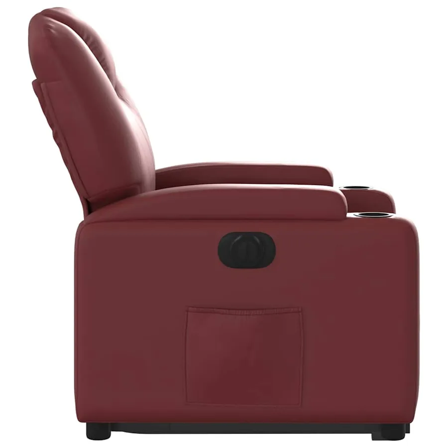 Fauteuil inclinable électrique rouge bordeaux similicuir - 10
