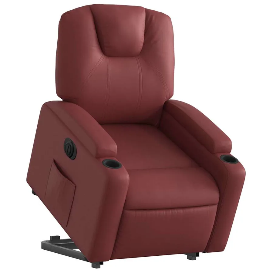 Fauteuil inclinable électrique rouge bordeaux similicuir - 3