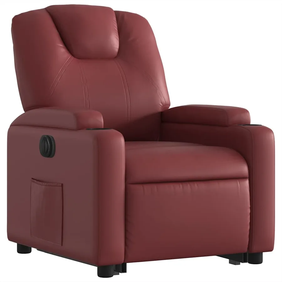 Fauteuil inclinable électrique rouge bordeaux similicuir - 4