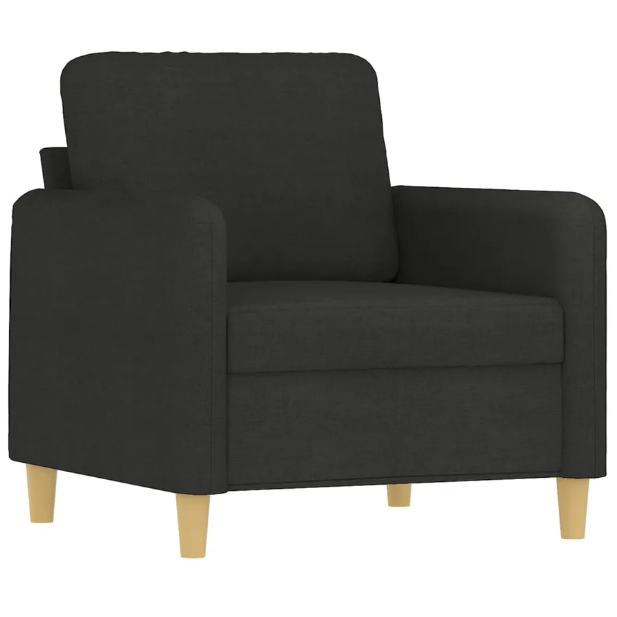 Ensemble de canapés 3 pcs avec coussins noir tissu - 3