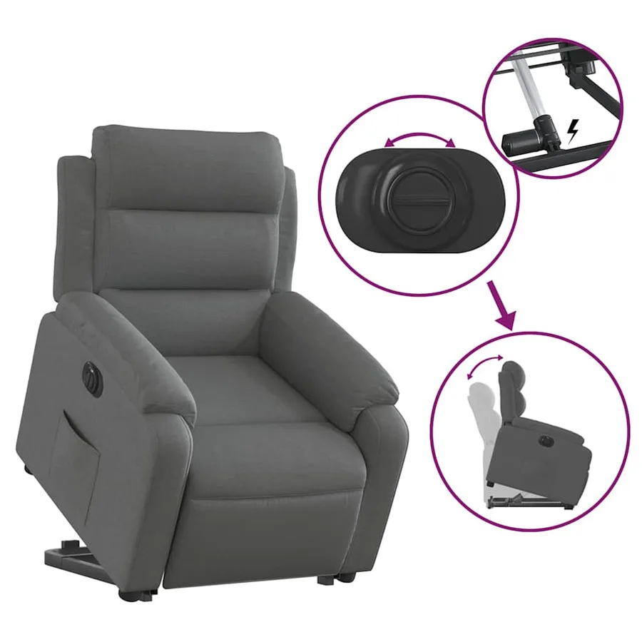 Fauteuil inclinable électrique gris foncé tissu - 6
