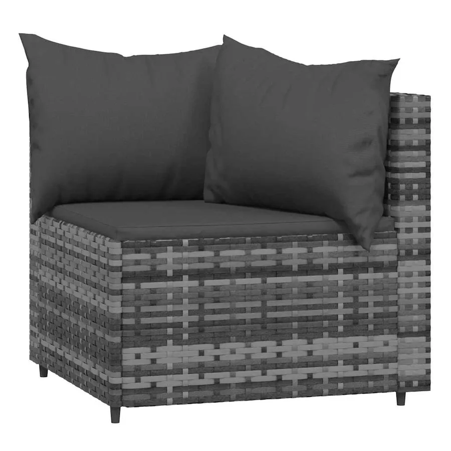 Canapés d'angle de jardin et coussins 2 pcs gris résine tressée - 3