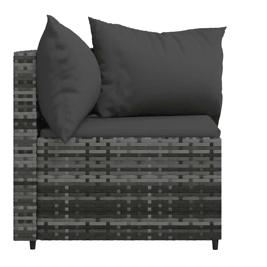 Canapés d'angle de jardin et coussins 2 pcs gris résine tressée - 5