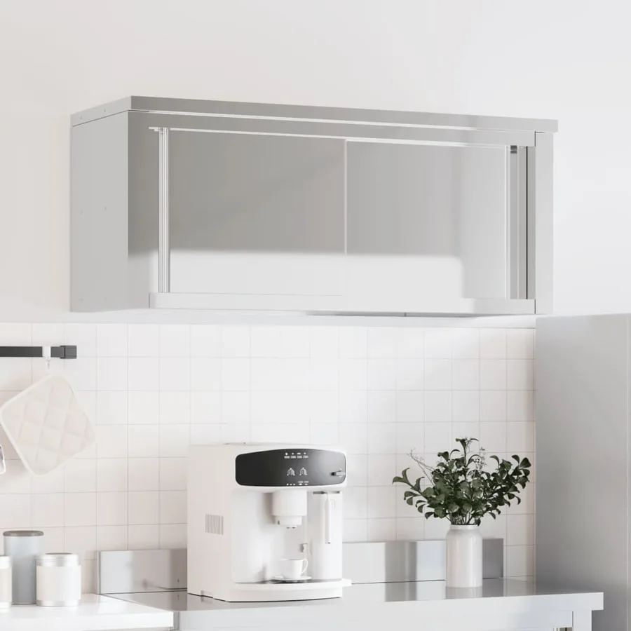 Armoire murale de cuisine avec portes coulissantes inox - 3