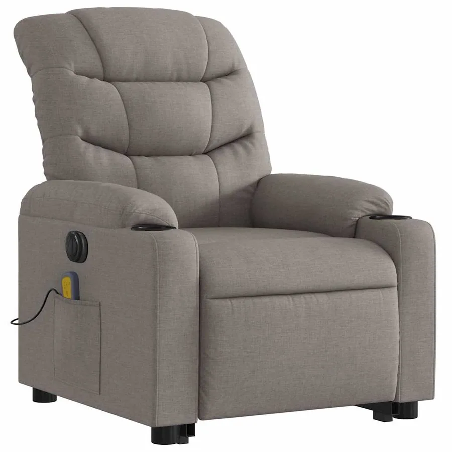Fauteuil inclinable de massage électrique Taupe Tissu - 4