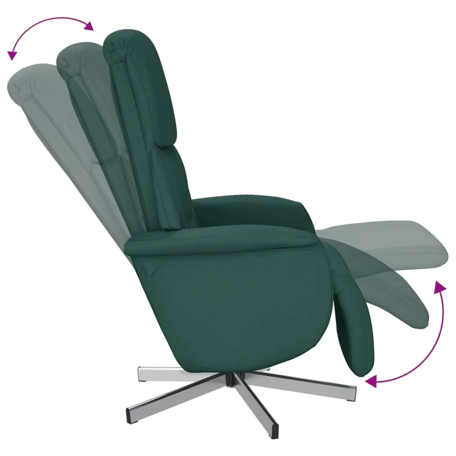 Fauteuil inclinable avec repose-pieds vert foncé tissu - 6