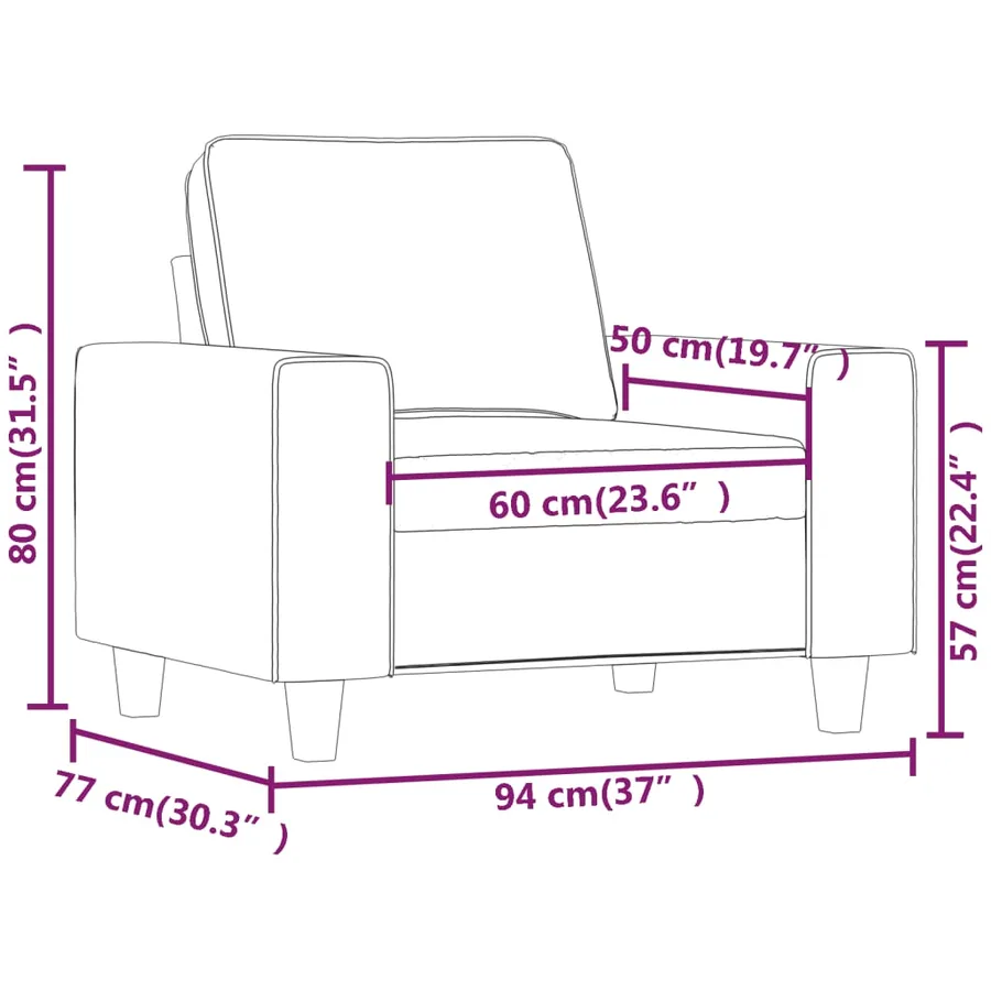 Fauteuil Marron 60 cm Tissu - 8