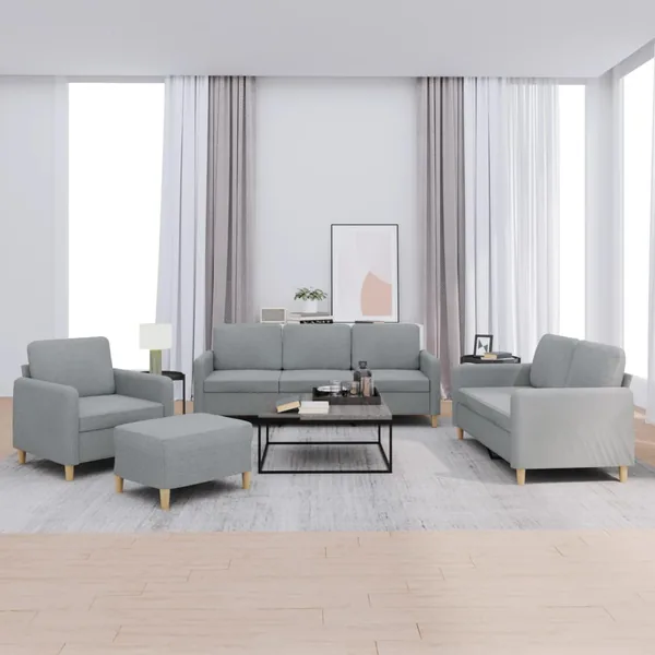 Ensemble de canapés 4 pcs avec coussins Gris clair Tissu